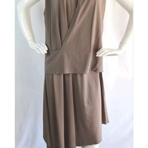 COS Sleeveless Surplice Asymmetrical Hem Rayon Blend Jersey Dress